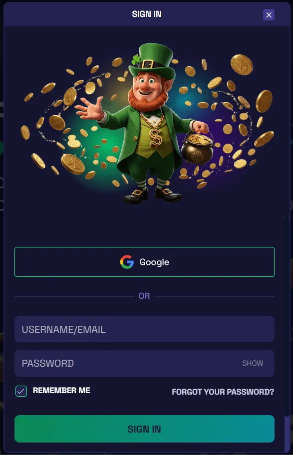 SweepNext login with categories like Slots, Live Dealer, and Crash Games